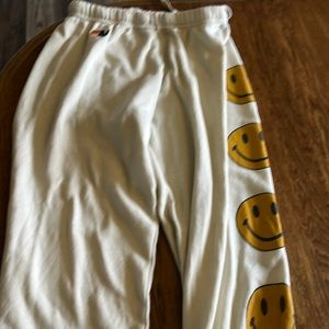 Cream aviator nation smiley sweatpants